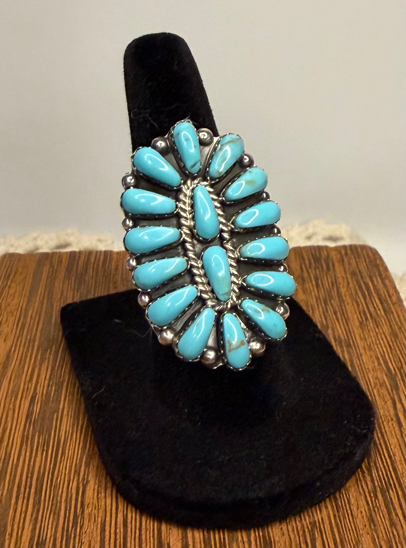 Navajo Handmade Turquoise Ring by Rosana William Size 6