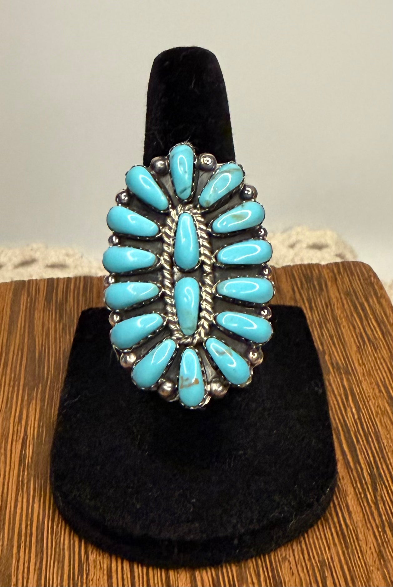 Navajo Handmade Turquoise Ring by Rosana William Size 6